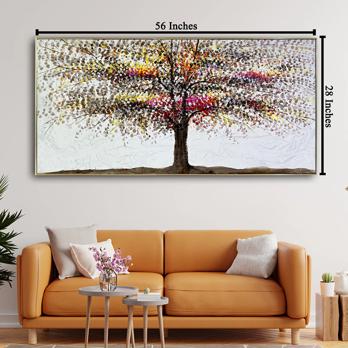 A Beautiful Autumn Evening 100% Hand Painted Wall Painting (With Outer Floater Frame) - Image 2