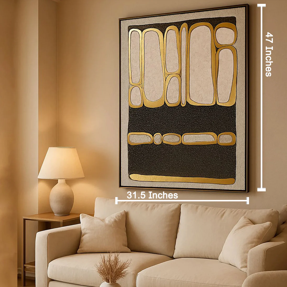 Abstract Gold Symphony Wall Painting For Home ( 47x31.5 Inches ) - Image 2