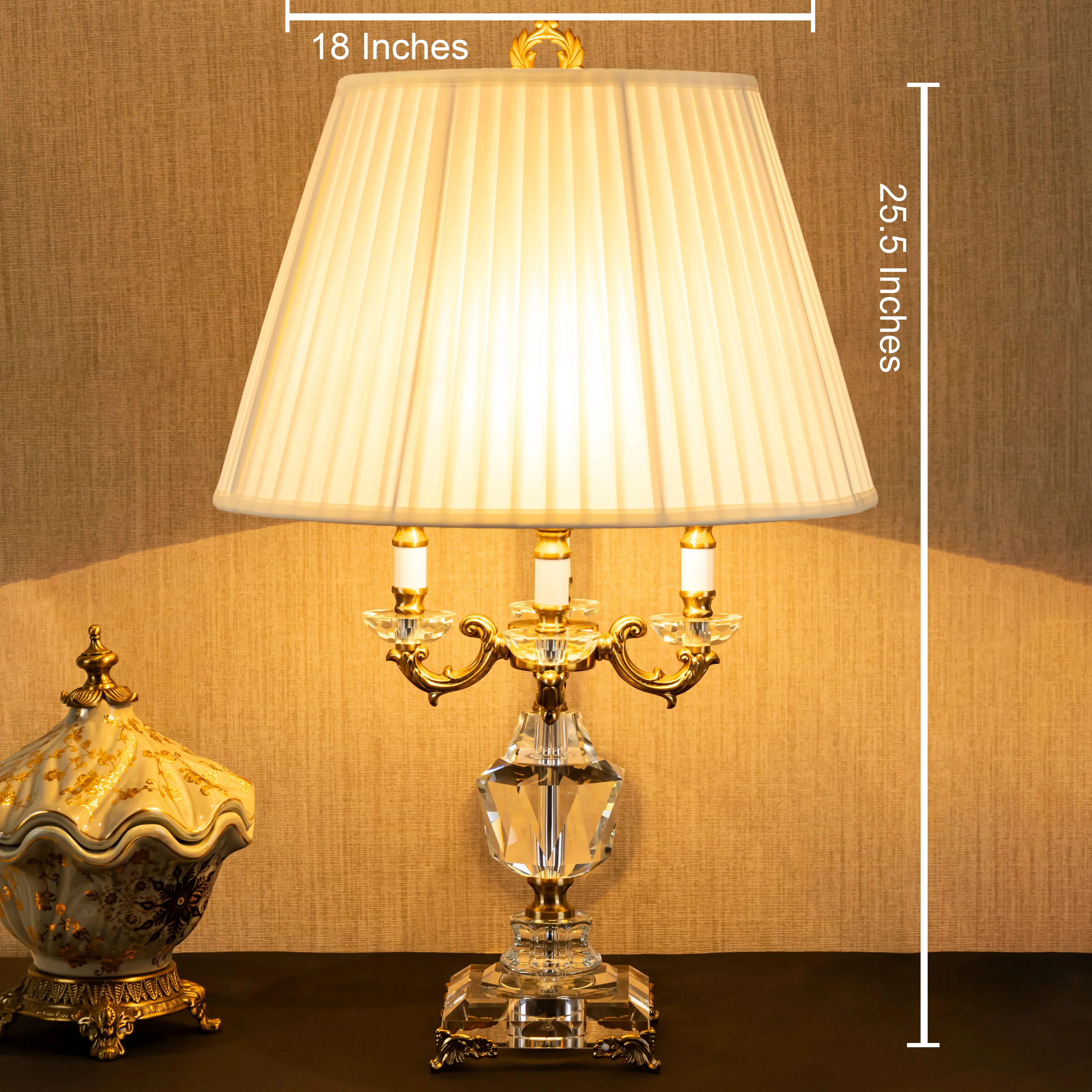 Ambrosie Stainless Steel Crystal Lamp with Shade - Image 3