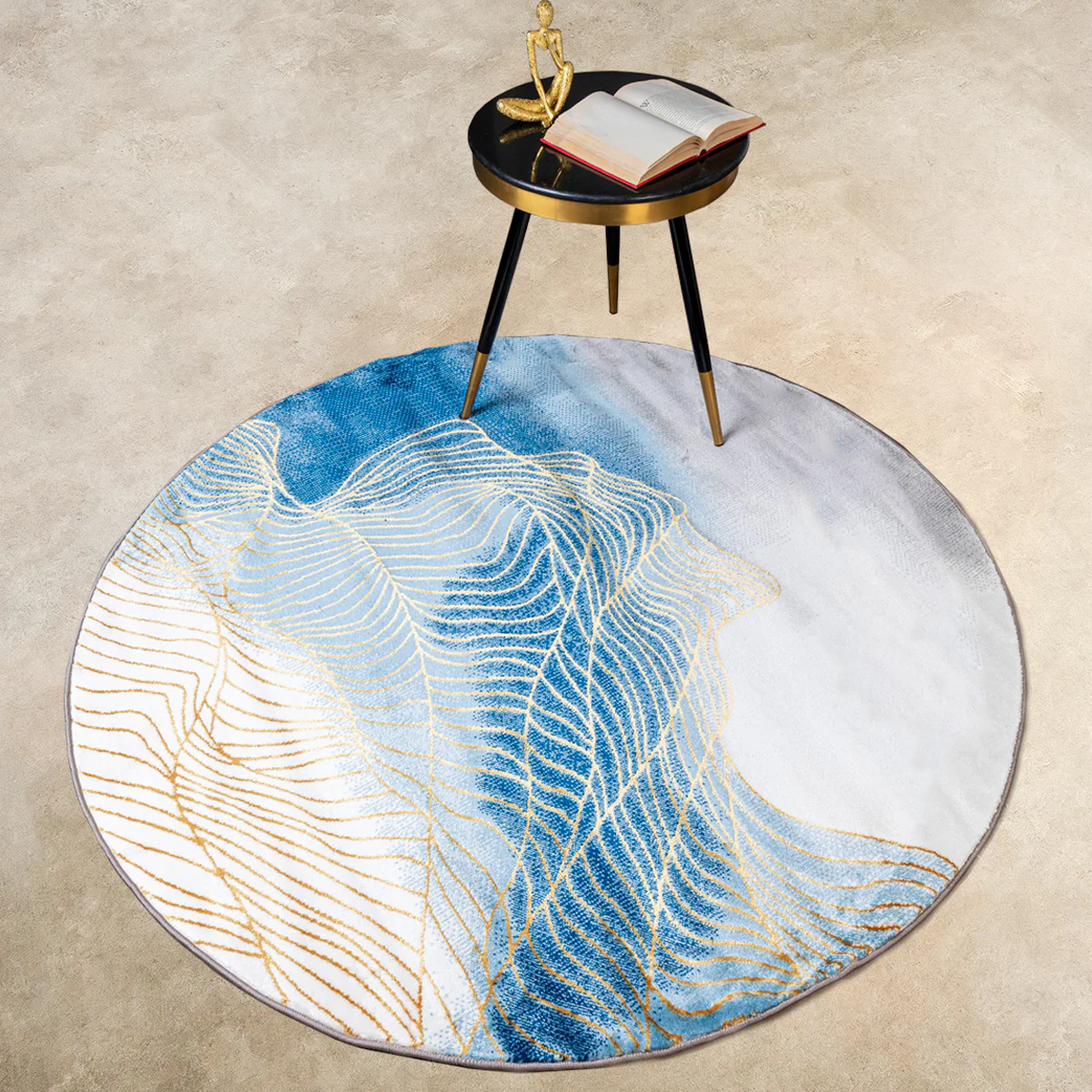 Aqua Marine Circular Floor Rug(6.5 x 6.5 Feet)