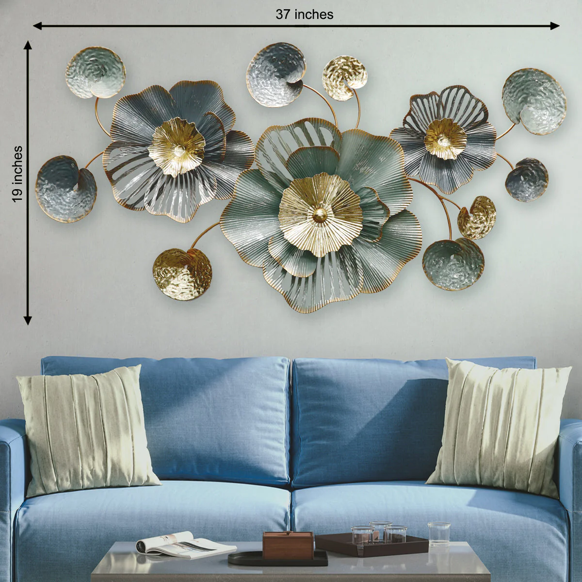 Aquatic Tranquility Metal Art Wall Decoration - Gold Foil Work - Image 3