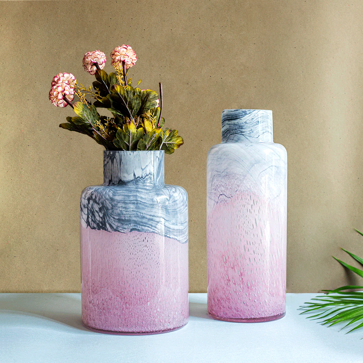 Artiseme Marble effect Handblown Glass Decorative Vase - Small - Image 2