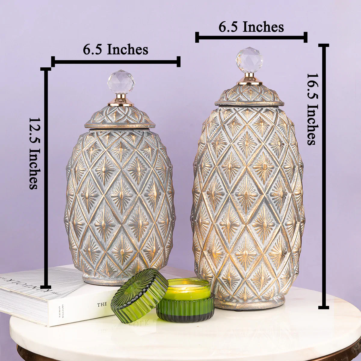 The Modern Bell Krater Ceramic Decorative Vase - Set of 2 - Image 2