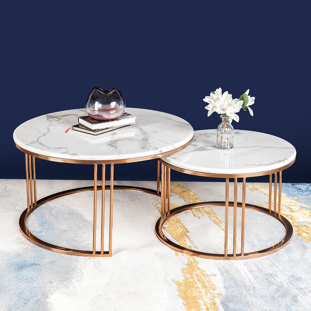The Mystique Tube Set of 2 Nesting Coffee Table - Rose Gold (Stainless Steel) - Image 3