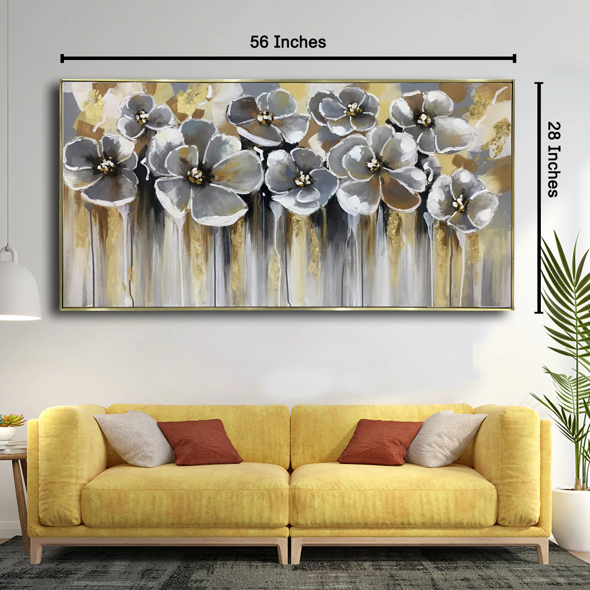 Cosmos Floral Charm Hand painted Wall Painting (With Outer Floater Frame) - Image 3