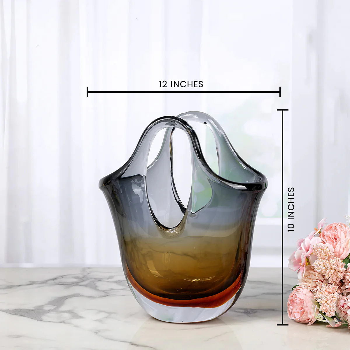 Crystal Clear Handblown Glass Vase & Decorative showpiece - Image 2