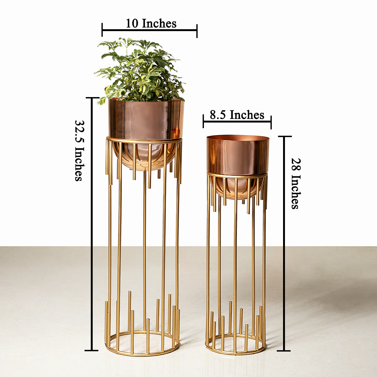 Dripping Luxury Metal Rose Gold Planters - Pair - Image 2