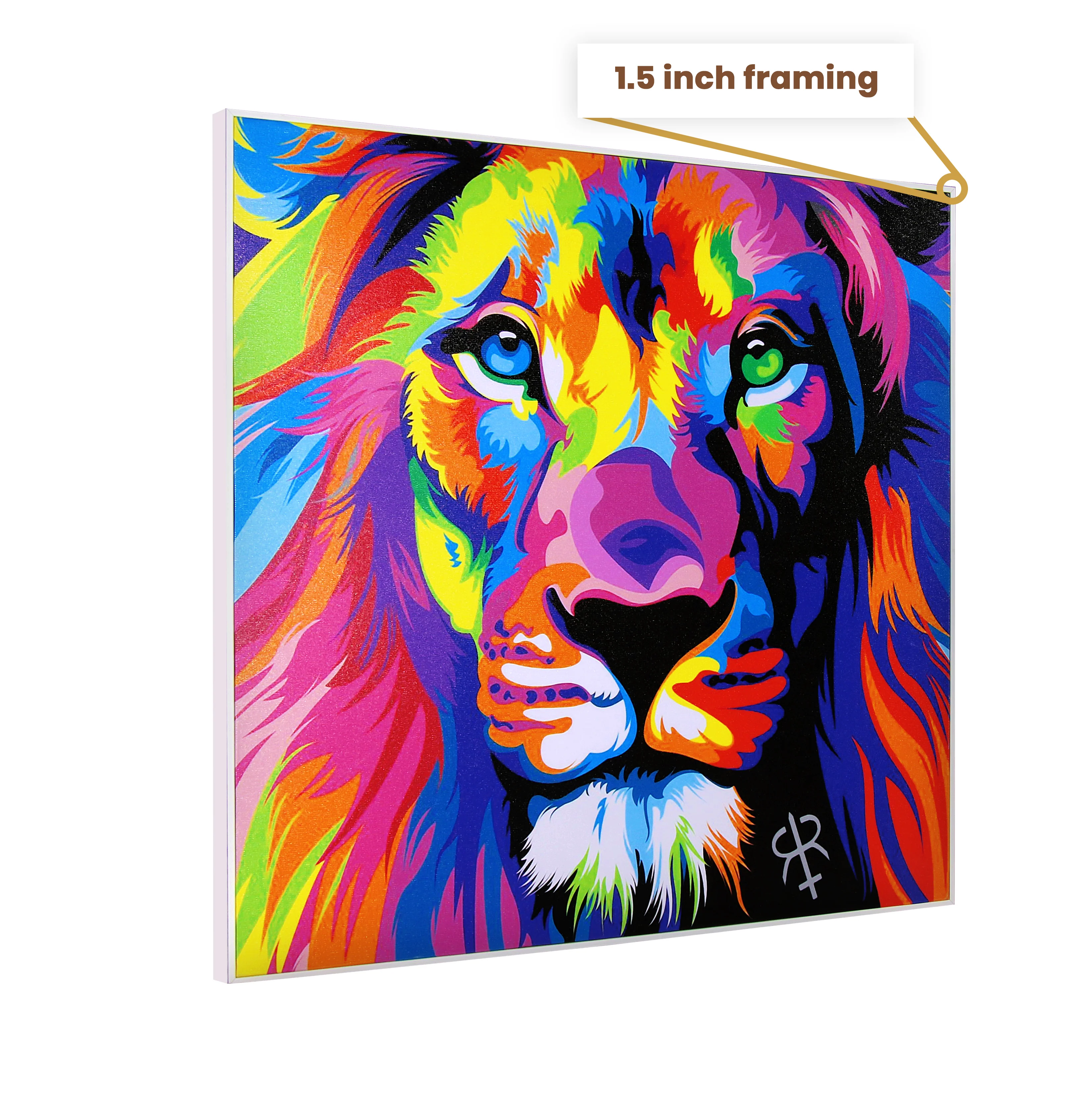 Ecstasy Lion Framed Canvas Print - Image 3