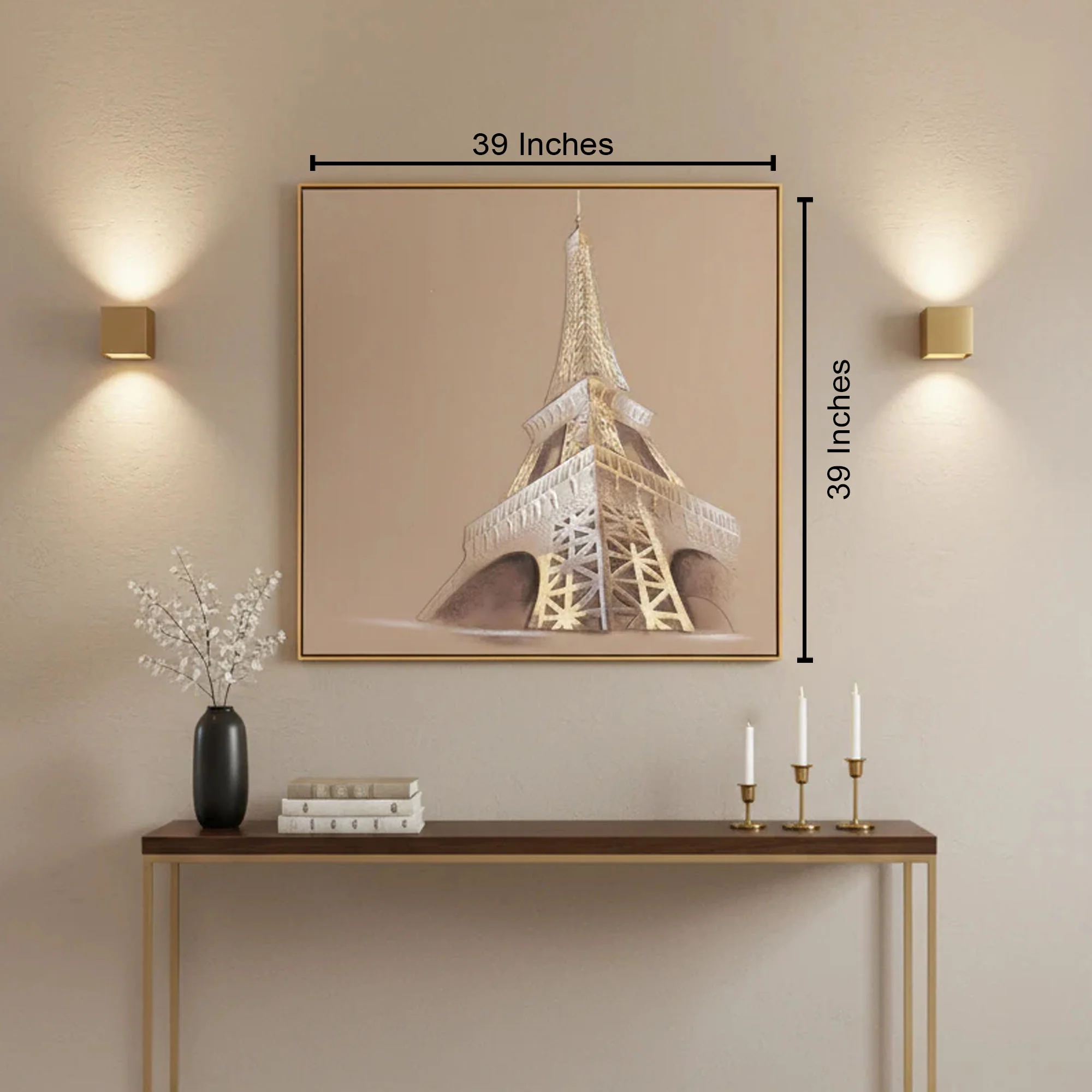 Eiffel Heights Harmony Hand painting painting for Home Wall (With Outer Floater Frame) (39x39 Inches) - Image 2