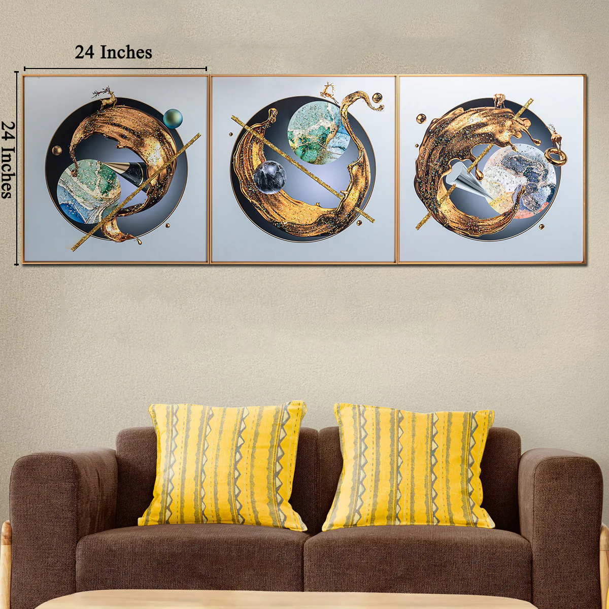 Enchanted Wilderness Crystal Glass Colorful Paintings for Wall Decoration at Home - Set of 3 - Image 4