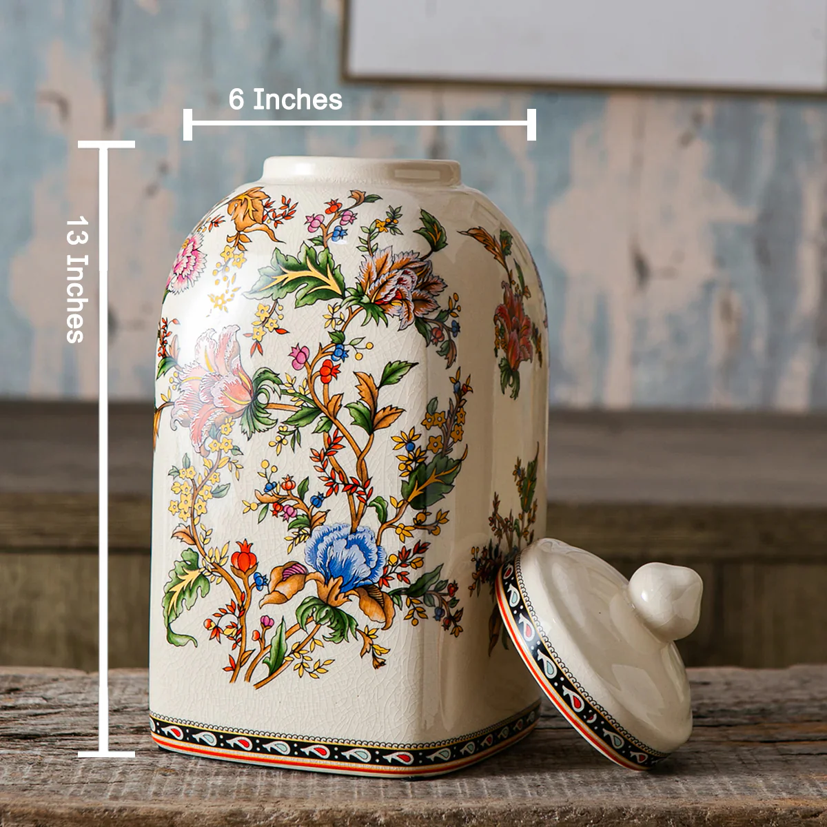 Floral Romance Ceramic Jar & Item for home Decoration - Big - Image 3