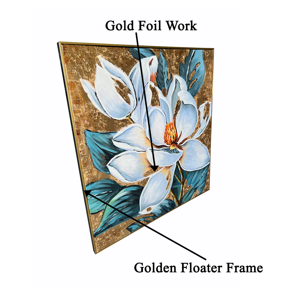 Flower Power Handpainted Wall Paintings For Living Room & Wall Decoration Items (With outer Floater Frame) (40 x 40 Inches) - Image 3