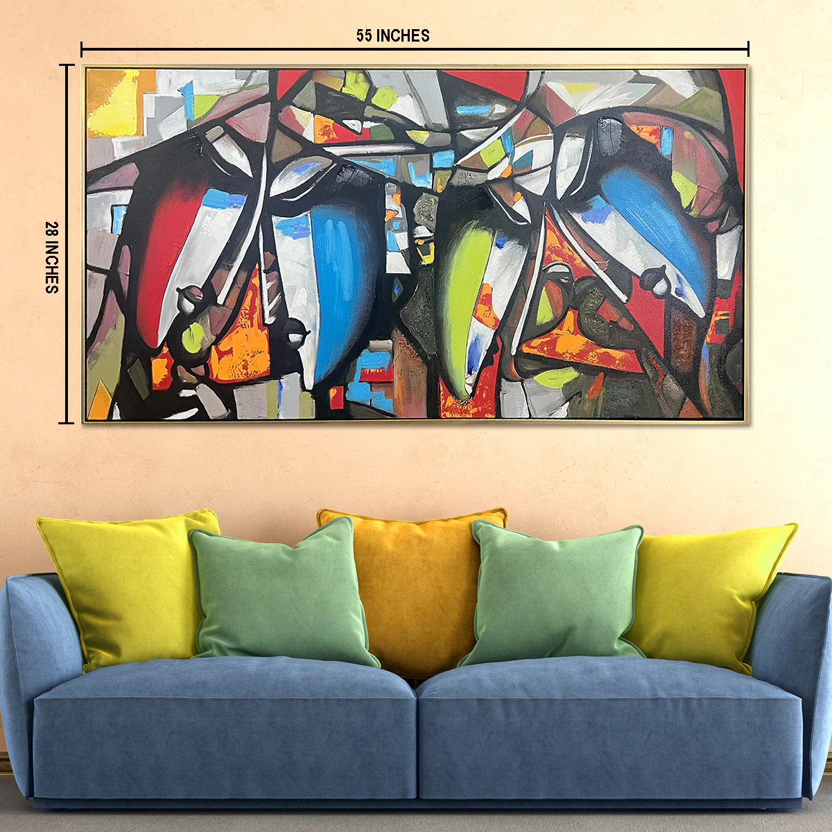 Four Fold Reflection Hand Wall Painting For Home (outer Floater Frame ) (55 x 28 Inches) - Image 2