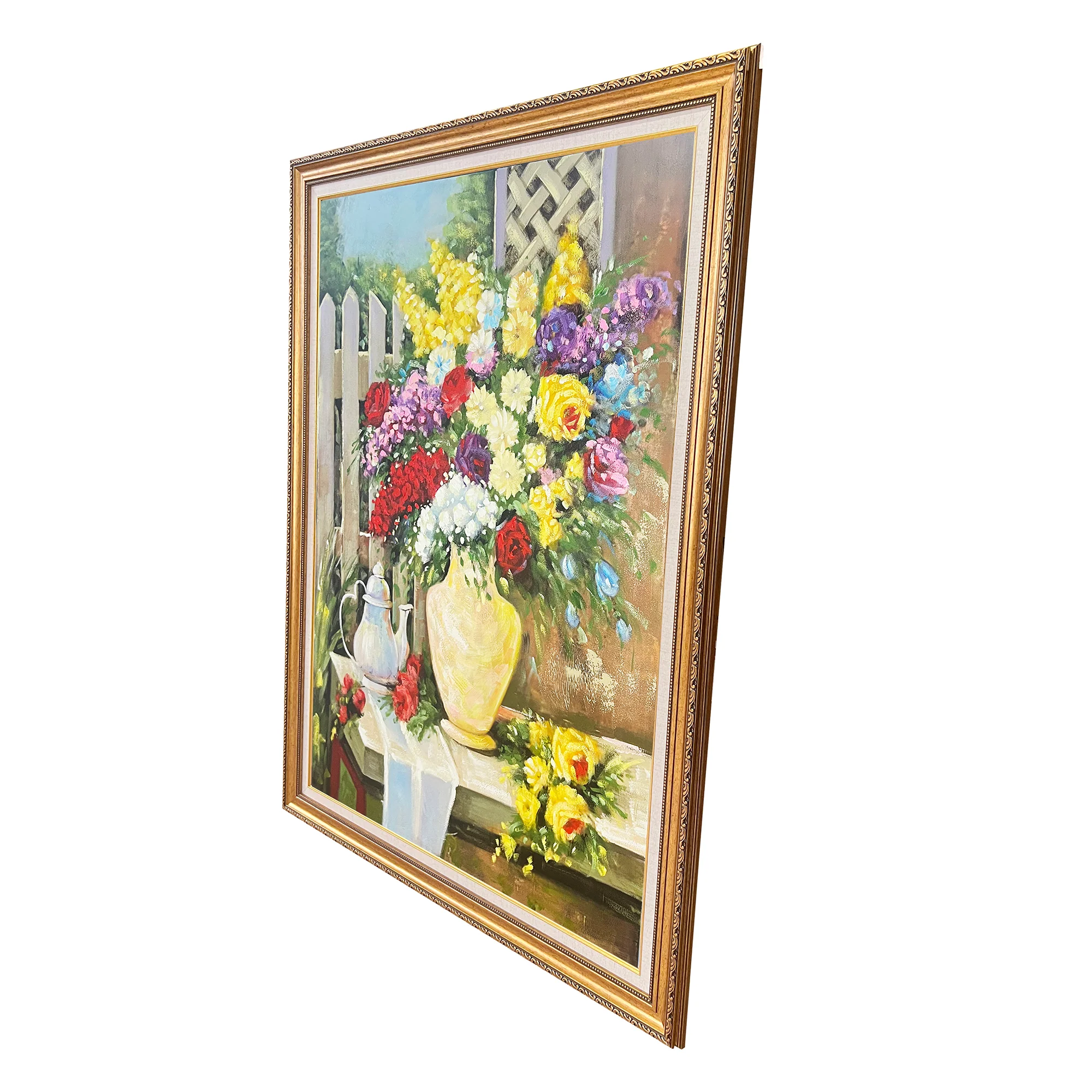 Garden Blossom Delight Hand Wall Decor Paintings for Home (With outer Floater Frame) (34x45.5 Inches) (Victorian Frame) - Image 3