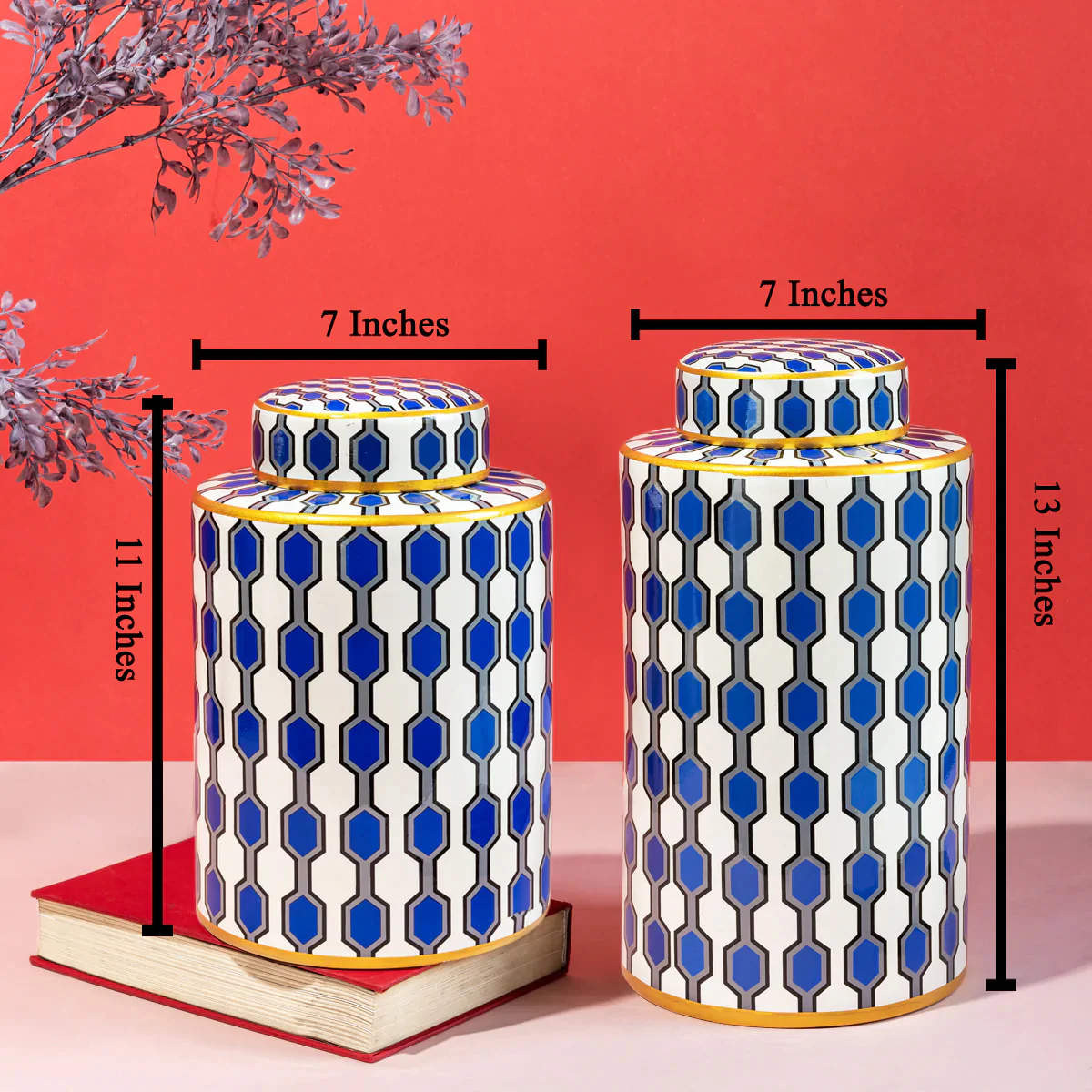Geometry of Love Decorative Ceramic Vase And Showpiece - Pair - Image 2