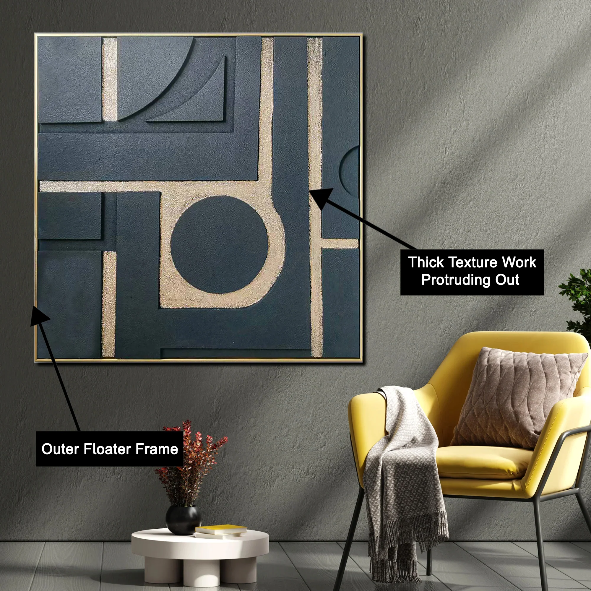 Golden Geometric Dreams Modern Wall Art (40 x 40 Inches) - Image 3