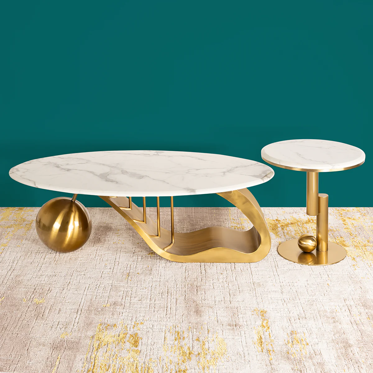 Golden Mesa Coffee Table - Set of 2 (Stainless Steel) - Image 5