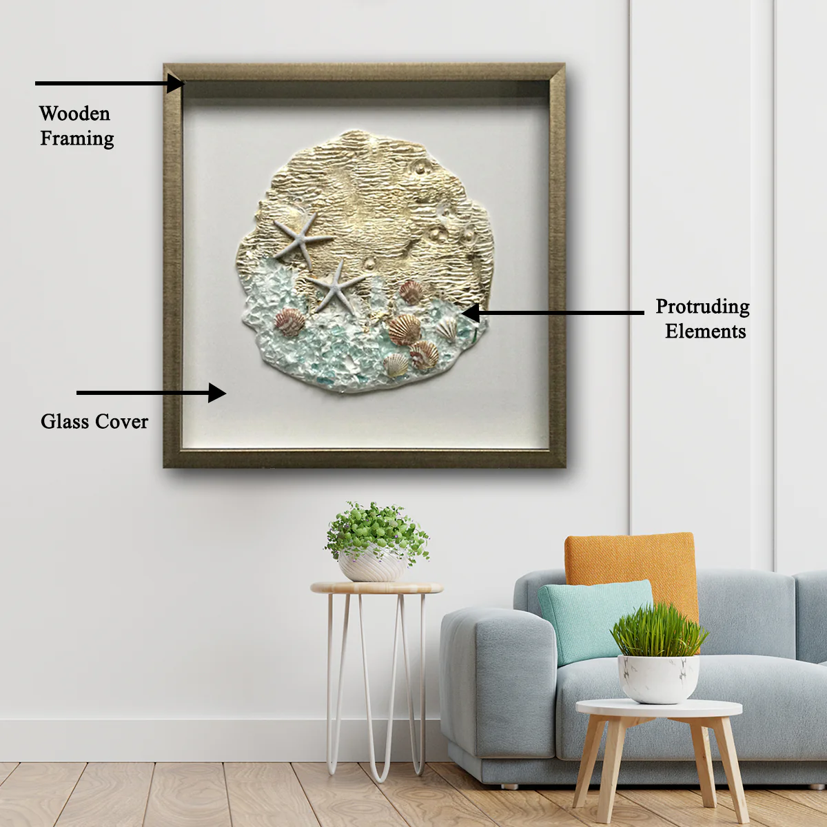 Golden Seas of Dreams Shadow Box Wall Decoration Piece - Image 3