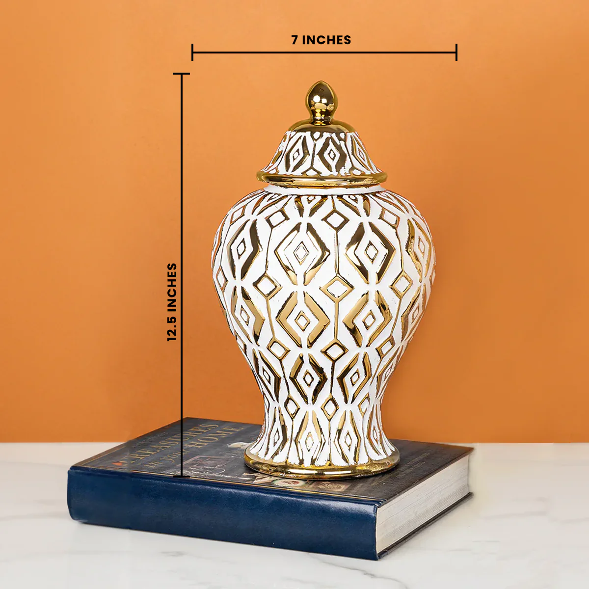 Golden Tranquility Ceramic Vase & Decorative Showpiece - Medium - Image 2