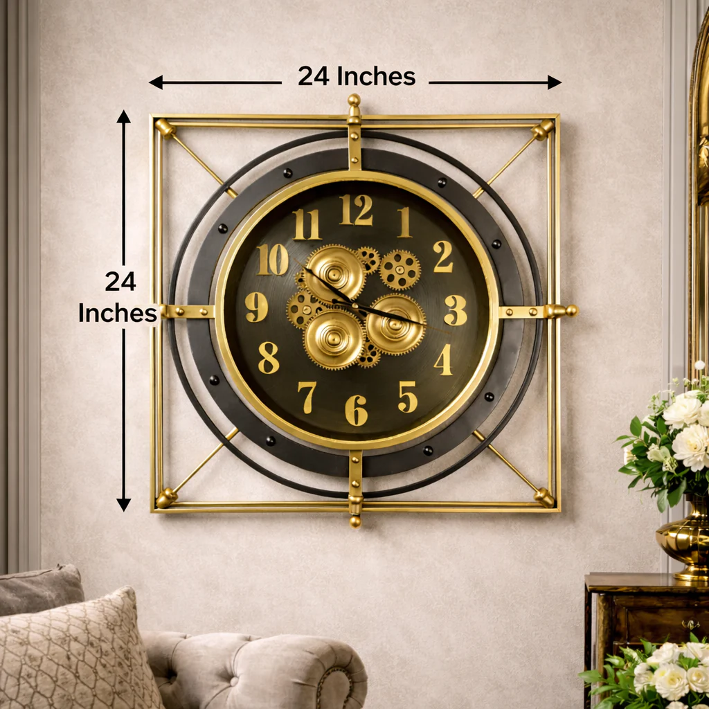 Grand Axis Luxury Designer Wall Clock For Living Room With Moving Gear Mechanism Buy Wall Clock Online (Steel Body) - Image 2