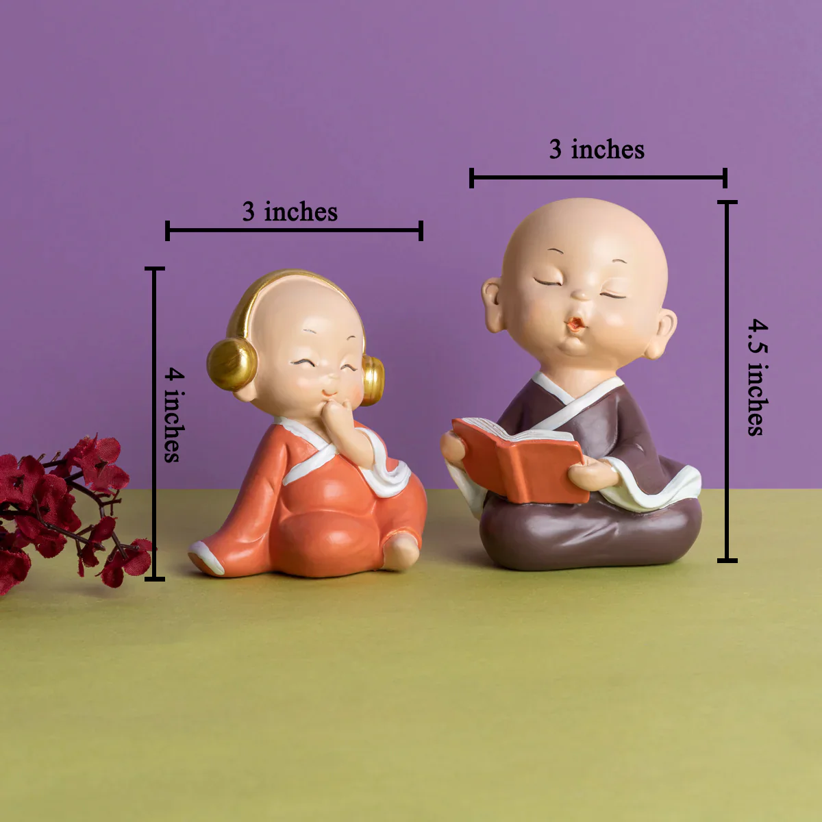 Happiness & Contentment Buddha Home Decoration Shopwpiece - Set of 2 - Image 2