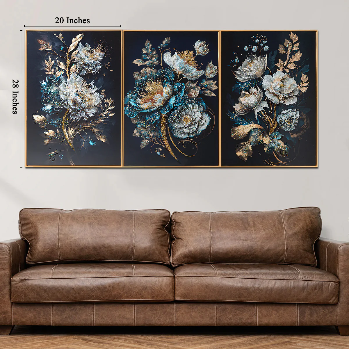 Heavenly Flora Crystal Glass Decorative Wall Painting for Home Decor - Set of 3 - Image 4