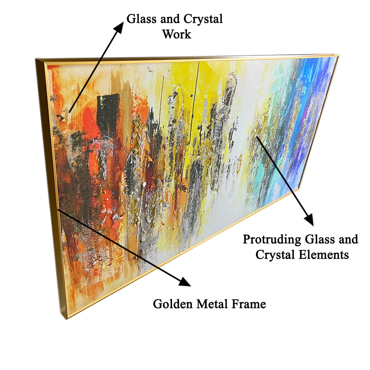 Its a Colourful World Abstract Framed Crystal Glass Art Wall Painting - Image 2