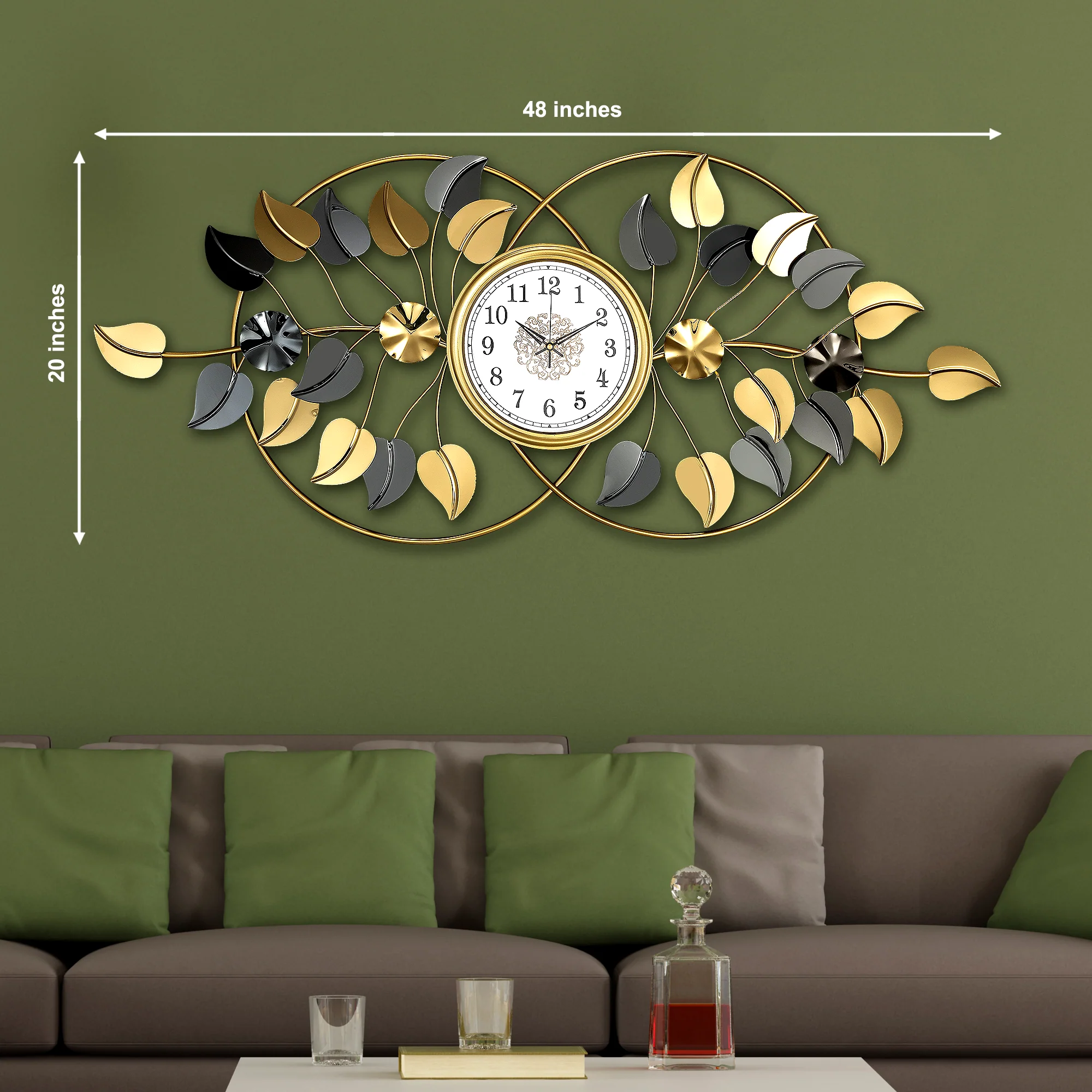 Luxurious Golden Radiance Metal Wall Art Clock - Image 3