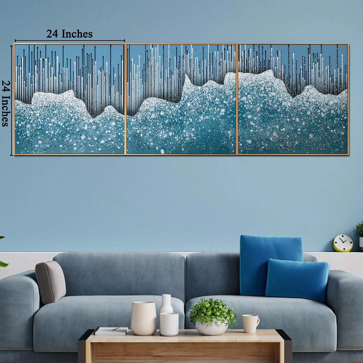 Mandella Glow Crystal Glass Wall Paintings abstract - Set of 3 - Image 4