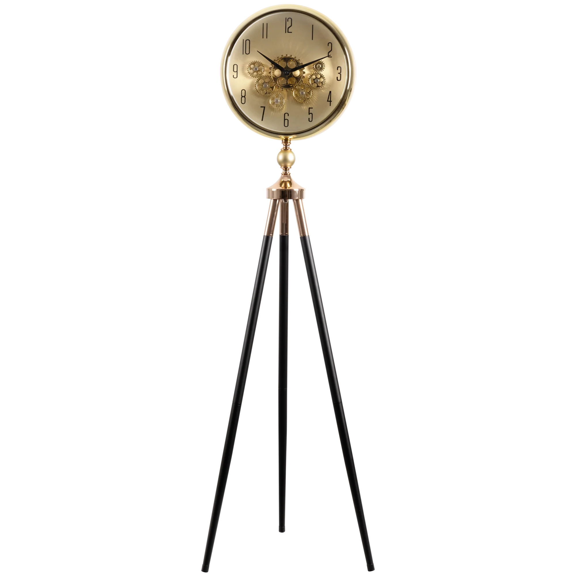 Momentum Dial Tripod Base Luxury Designer Clock With Moving Gear Mechanism - Image 3