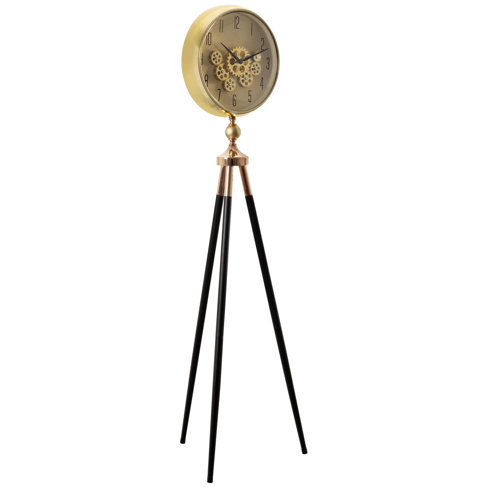 Momentum Dial Tripod Base Luxury Designer Clock With Moving Gear Mechanism - Image 4