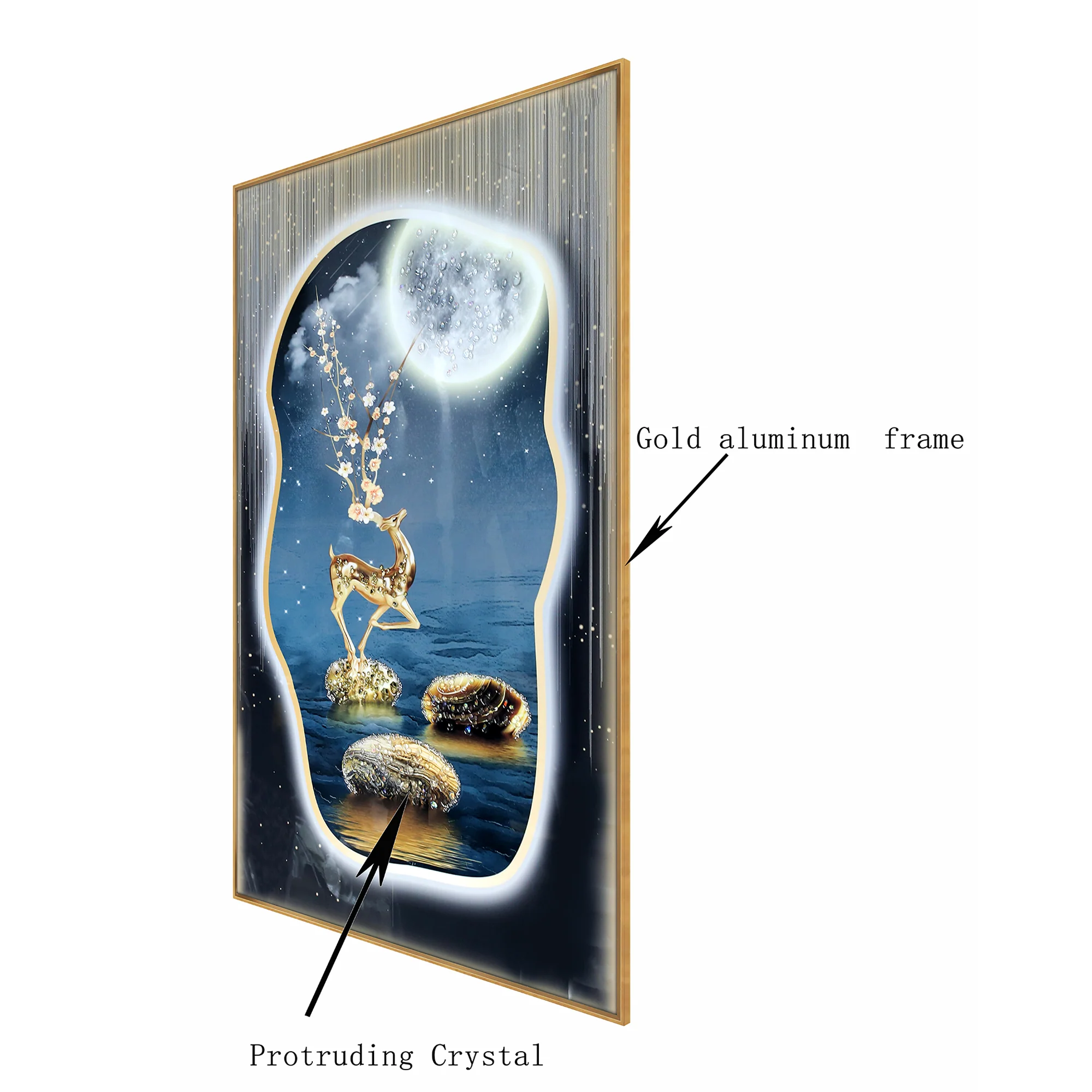 Moonlit Riverside Reverie Crystal Glass Painting - Image 3