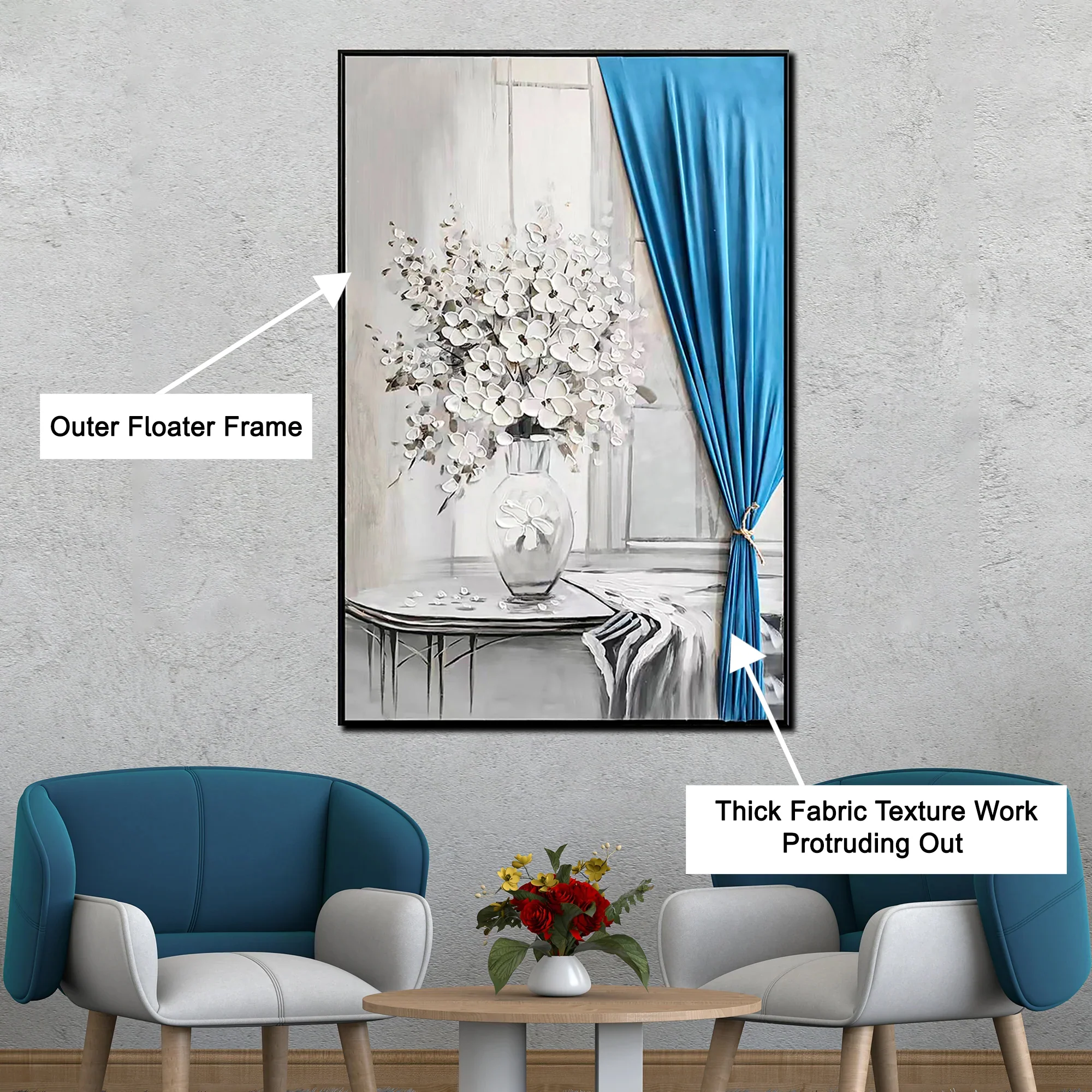 Morning Petal Whisper Wall Hand Paintings for Home ( 32 x 47 Inches ) - Image 3