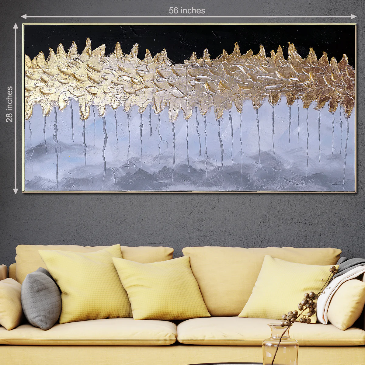 Niles Hues of blue and gold Hand painted Wall Painting (With Outer Floater Frame) - Image 2
