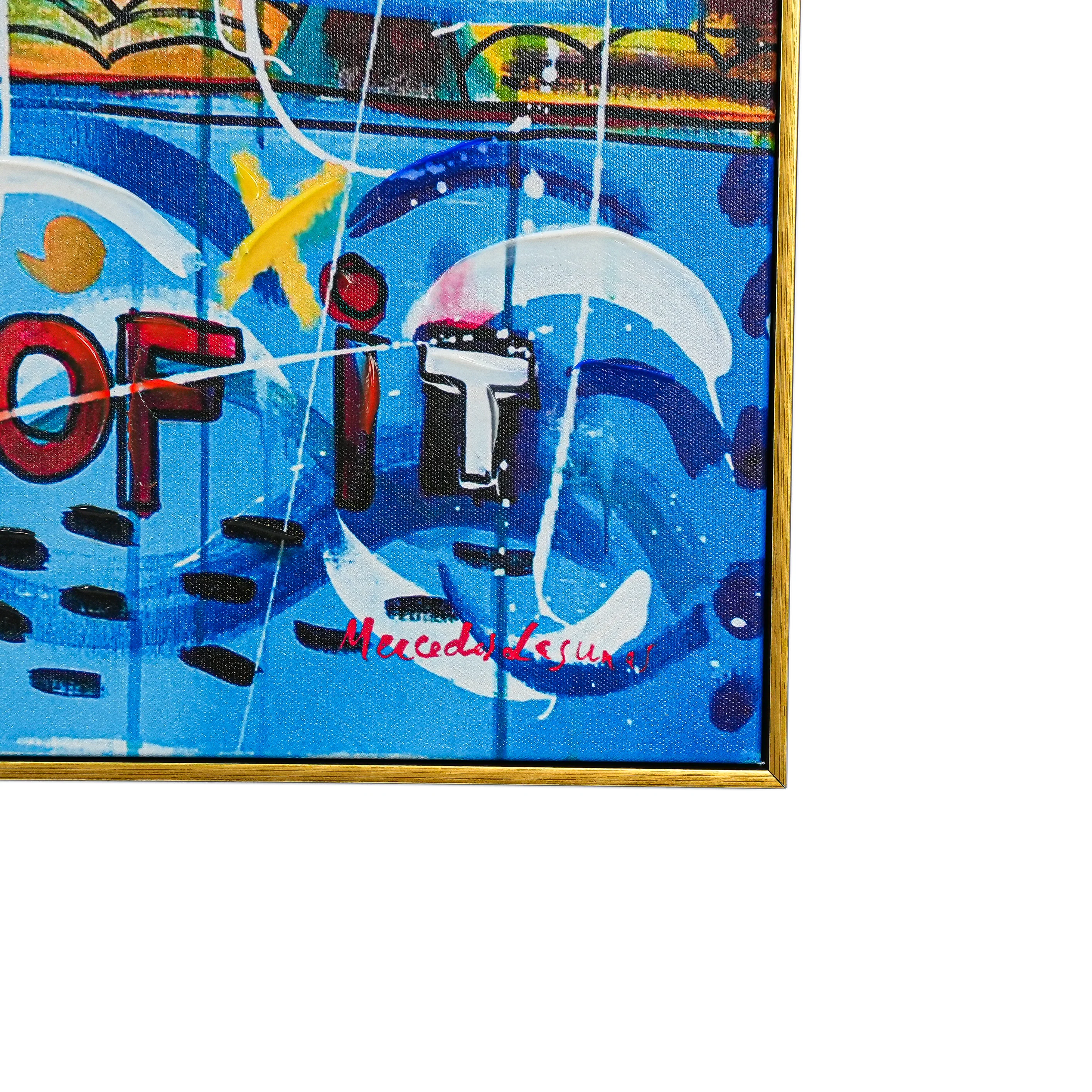 NYC Neon Love: A Vibrant Tribute to Manhattan’s Icons by Mercedes Lagunas 100% Hand Painted Wall Painting (With Outer Floater Frame frame) (35.5 x 47 Inches ) - Image 9