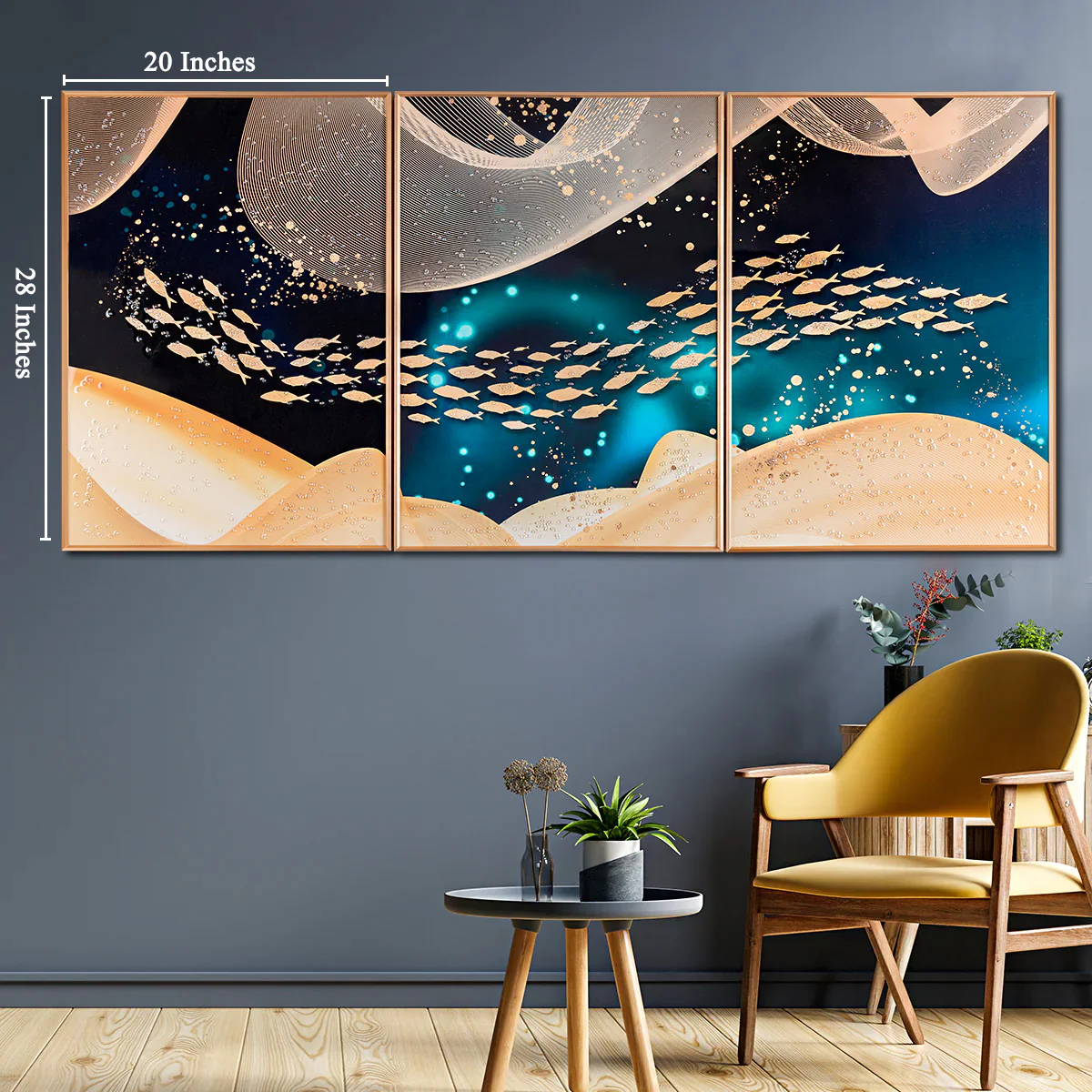 Ode to Joy Framed Crystal Glass Decorative Colorful Wall Painting for Home Wall - Set of 3 - Image 4
