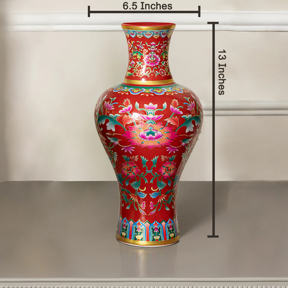 Palace Bloom Radiance Vase & Item for Home Decoration - RED - Image 3