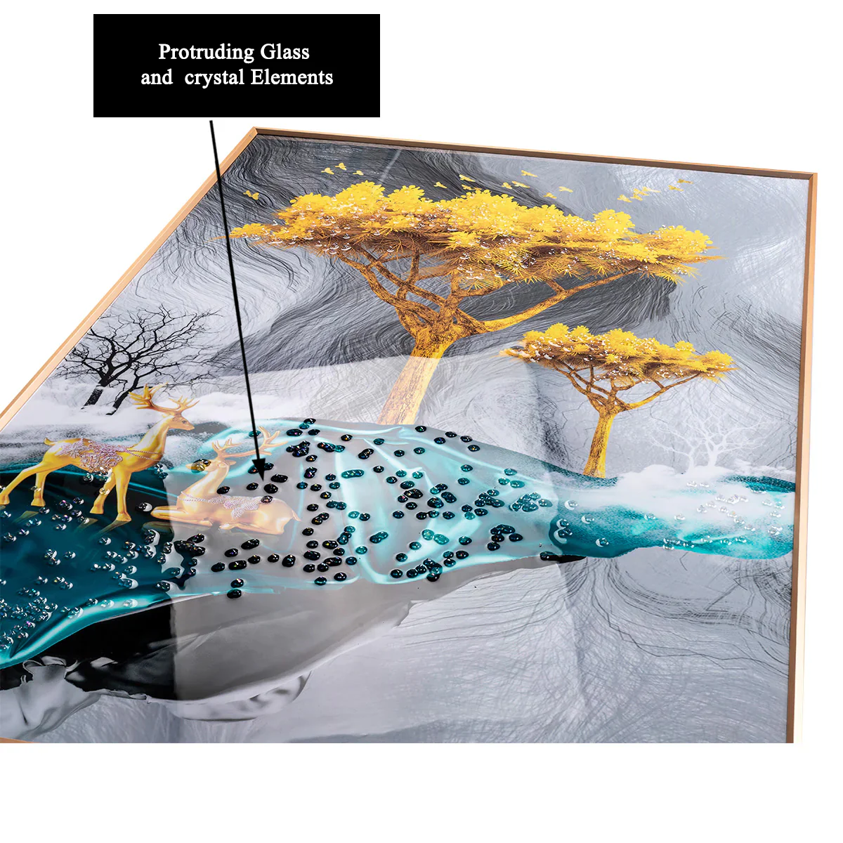 Paradise on Earth Framed Crystal Glass Nature Painting & Wall Decoration Items - Image 3