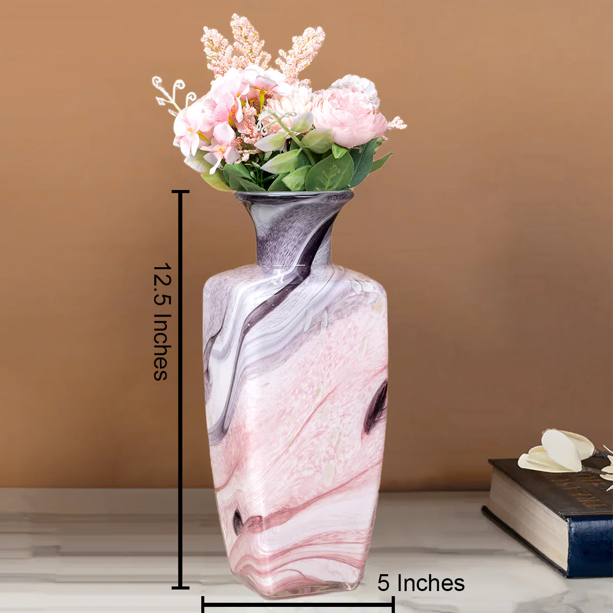 Pink Petal Handblown Glass Vase - Big - Image 2