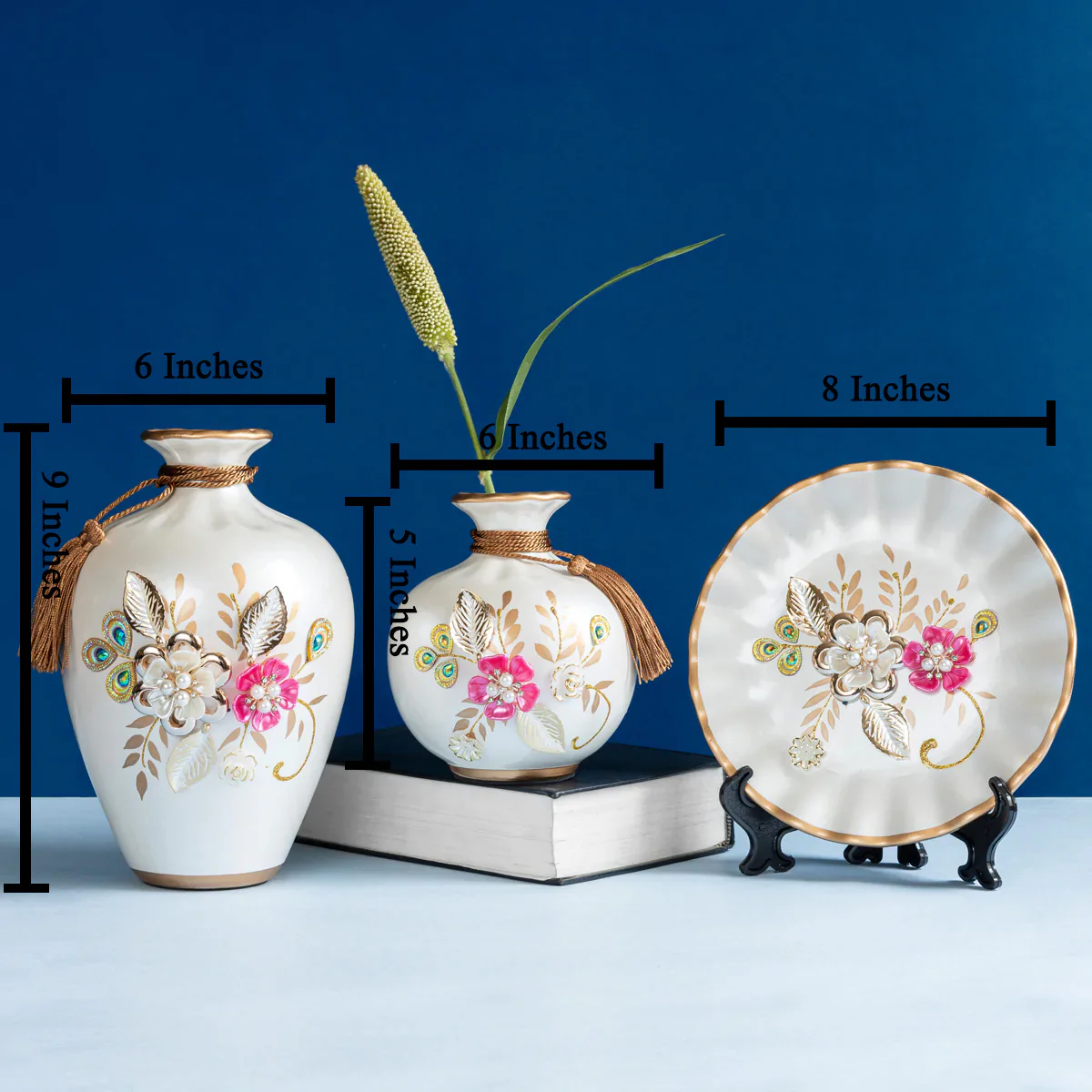 Pretty in Pink Decorative Vases and Showpieces - Set of Three - Image 2