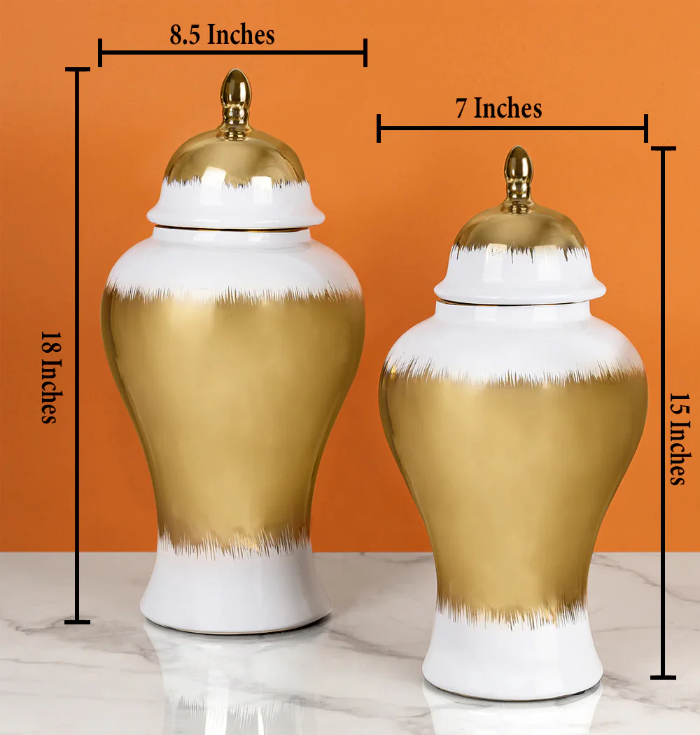 Radiant Monarch Decorative Ceramic Vase And Showpiece - Pair - Image 2