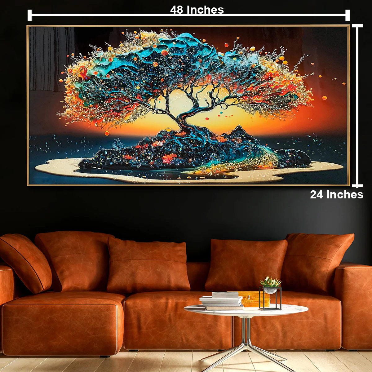 Radiant Red Wood Crystal Glass Painting - Image 2