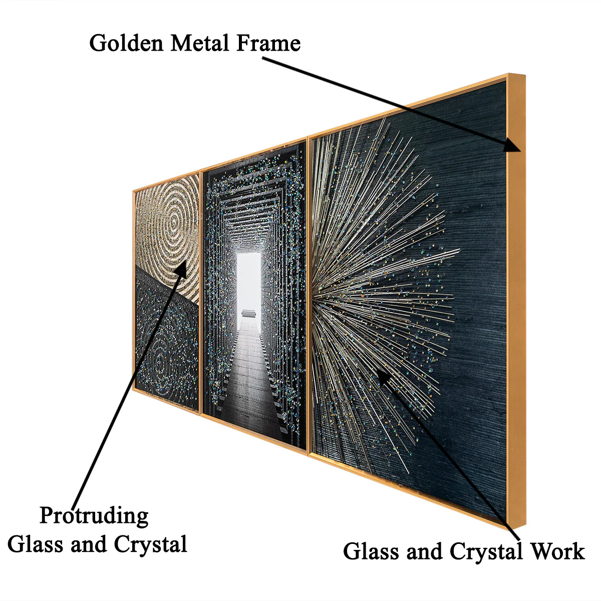 Reflective Illusion Crystal Glass Painting - Set of 3 - Image 2