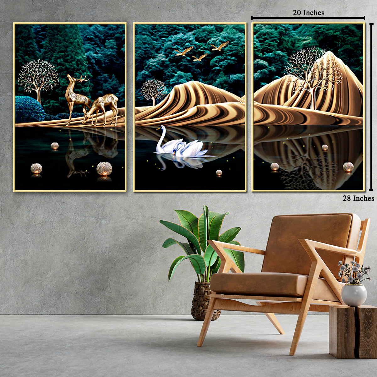 Rejoice with Nature Framed Canvas paintings- Set of 3 - Image 2