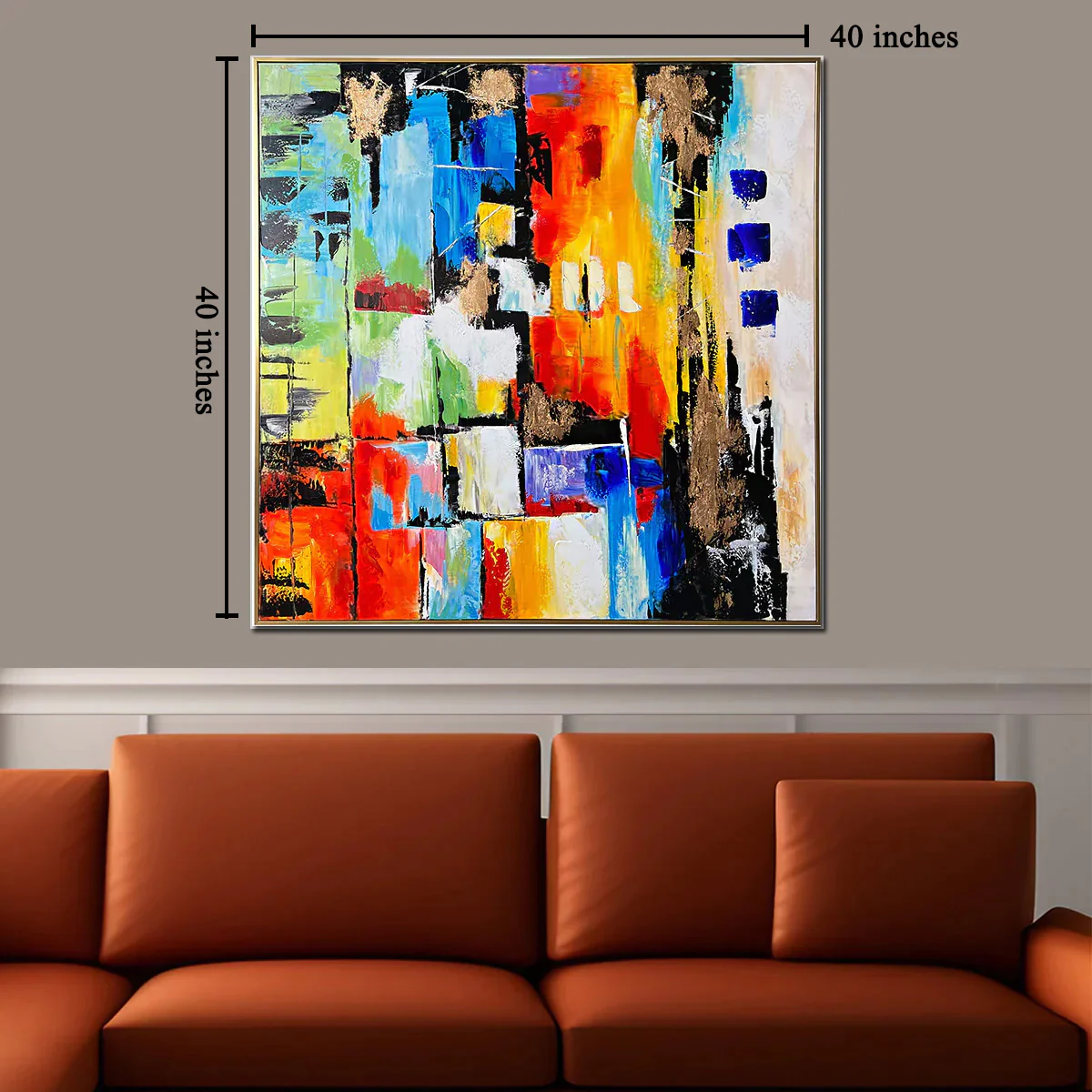 Serene Dreamscape Handpainted Abstract Paintings For Wall Decoration at Home (With outer Floater Frame) (40 x 40 Inches) - Image 3