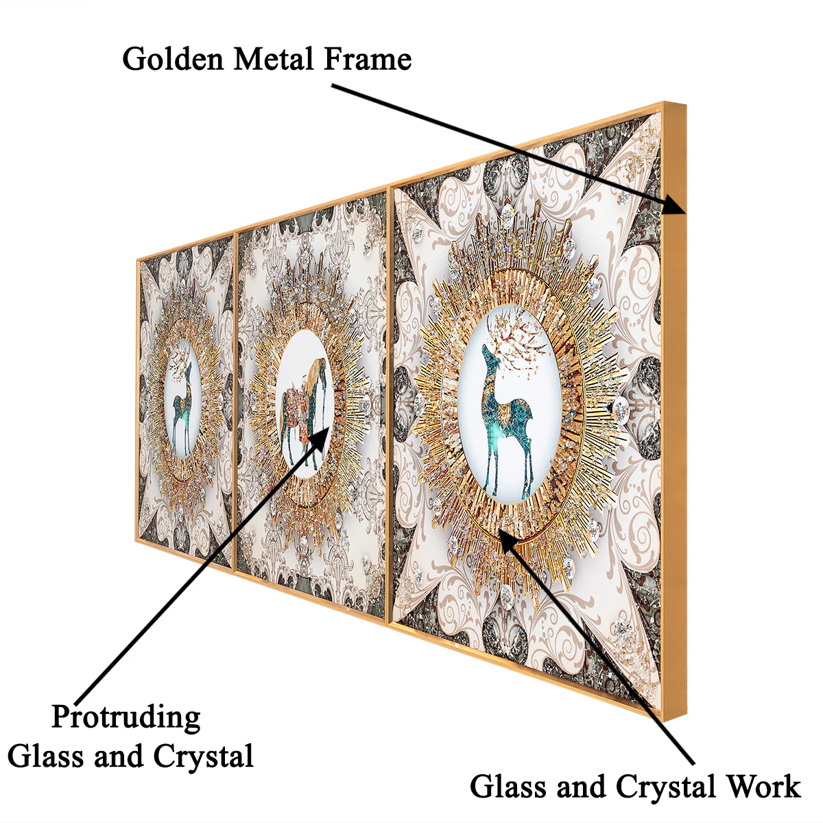 Serengeti Dreams Crystal Glass Painting - Set of 3 - Image 2