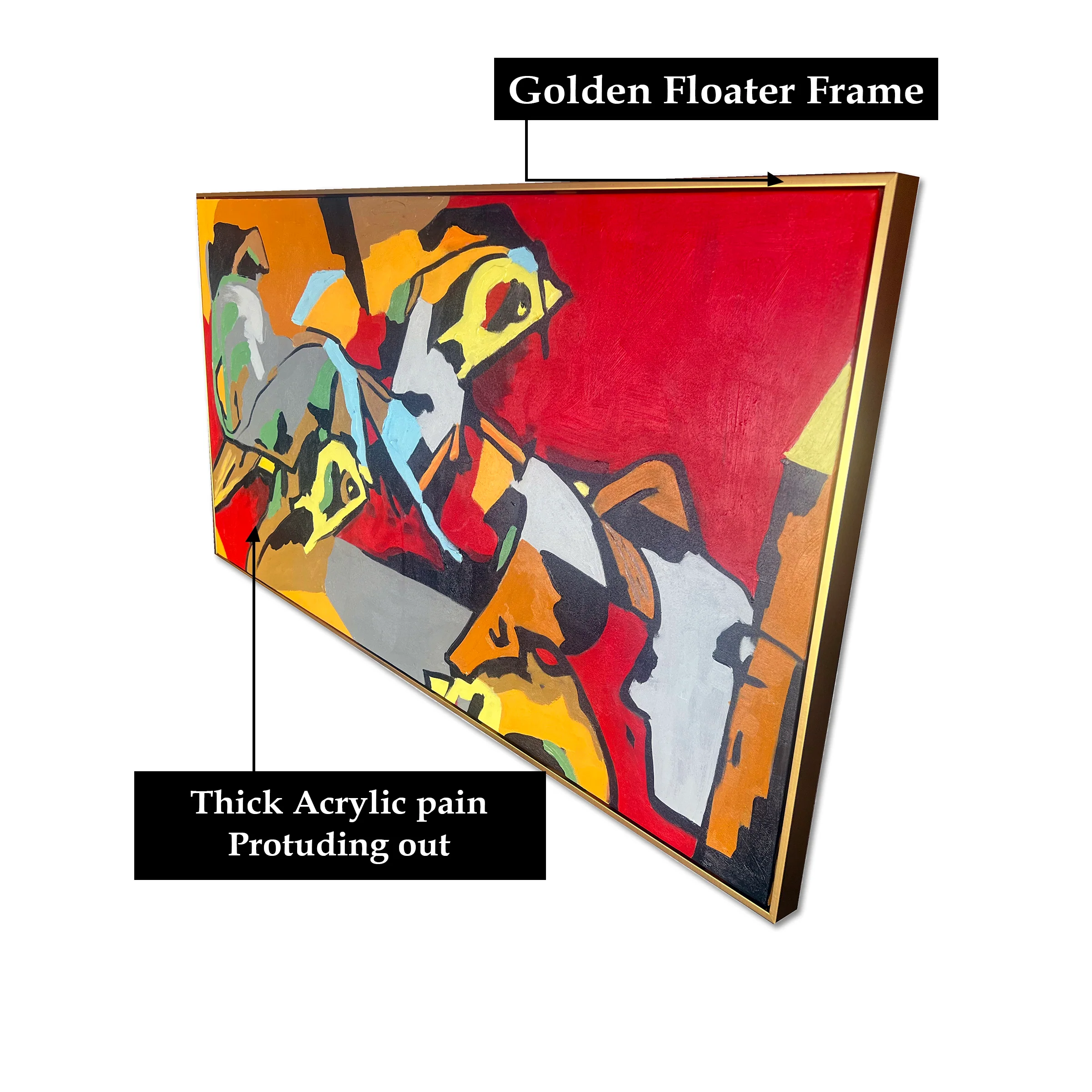 Shades of Imagination Hand Wall Painting For Home (Comes With an Outer Floater Frame) (55 x 28 Inches) - Image 3