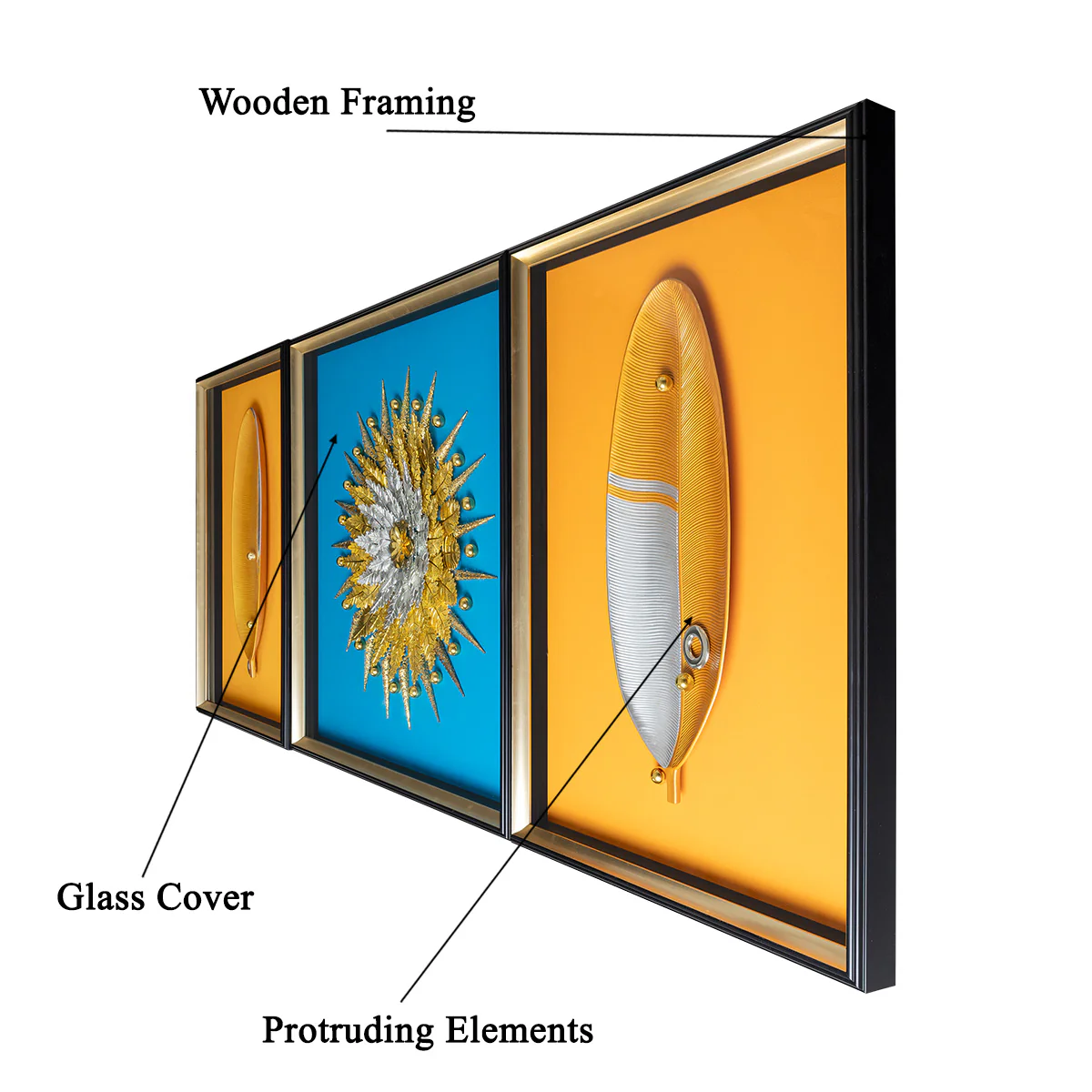 Sunlit Serenity Shadow Box Wall Decoration Piece - Set of 3 - Image 2