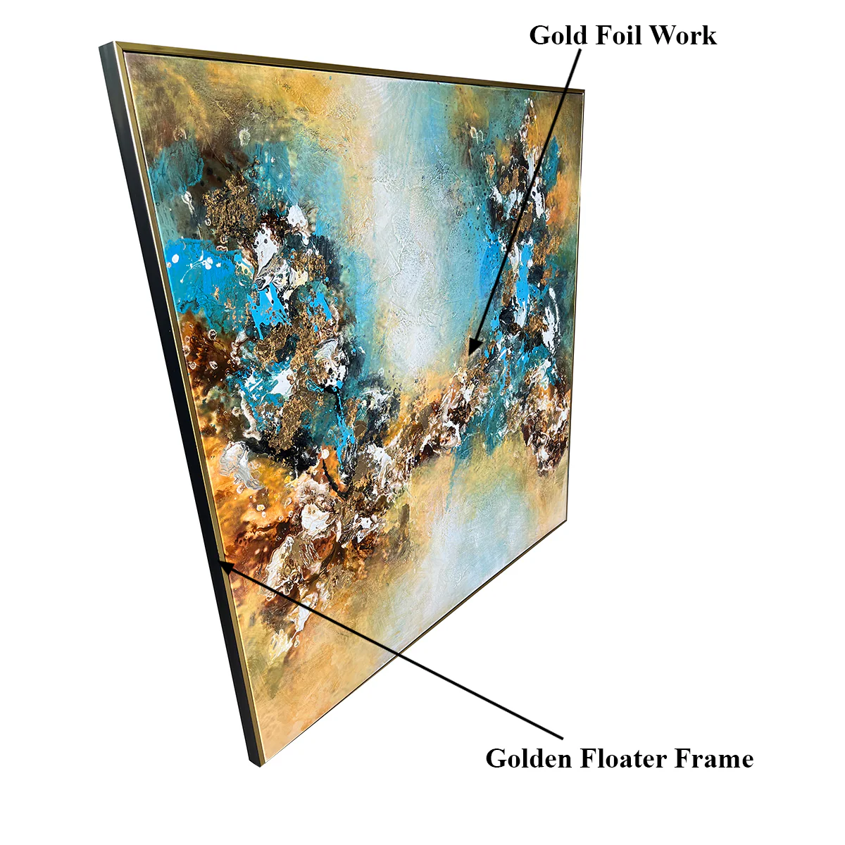 Surreal Symphony Handpainted Wall Painting (With outer Floater Frame) - Image 3