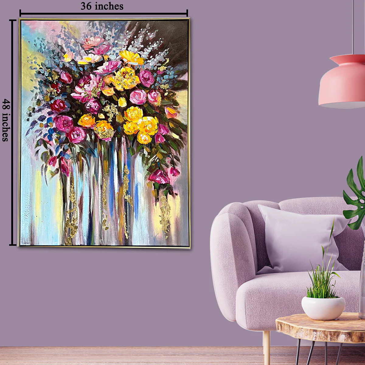 The Artist's Garden Nature 100% Hand Painted Wall Painting (With outer Floater Frame) - Image 2